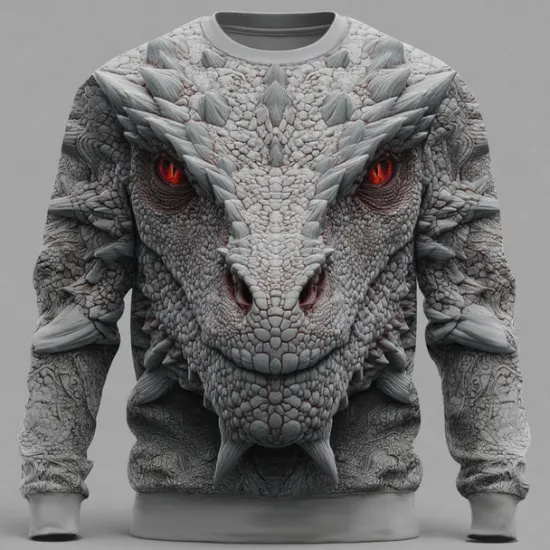 Hot OUKU Men's Dragon 3D Sweatshirt Sweatshirt Long Sleeve Sweatshirt Crew Neck Casual Punk & Gothic 3D Print Party Streetwear All Seasons