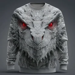 Hot OUKU Men's Dragon 3D Sweatshirt Sweatshirt Long Sleeve Sweatshirt Crew Neck Casual Punk & Gothic 3D Print Party Streetwear All Seasons