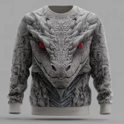 Hot OUKU Men's Dragon 3D Sweatshirt Sweatshirt Long Sleeve Sweatshirt Crew Neck Casual Punk & Gothic 3D Print Party Streetwear All Seasons