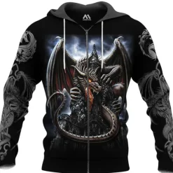 Best OUKU Men's Dragon Graphic Prints Hoodie Hoodies Sweatshirt Streetwear Designer Long Sleeve Hooded Sports & Outdoor Daily Sports Wine Red Red+Gray Zipper Print Spring & Fall Designer