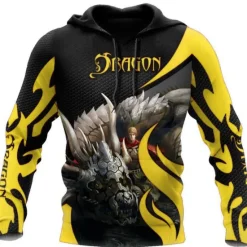 OUKU Men's Dragon Graphic Prints Hoodie Hoodies Sweatshirt Streetwear Designer Long Sleeve Hooded Daily Sports Yellow Red Print Spring & Fall Designer