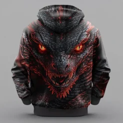 Sale OUKU Men's Dragon Hoodies Sweatshirt Fashion Cool Long Sleeve Crew Neck Party Holiday Streetwear Black Blue Drawstring Fall Winter Designer