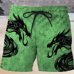 Clearance OUKU Men's Dragon Swim Trunks Swim Shorts Board Shorts Mid Waist Hawaiian Casual Holiday Beach Drawstring with Mesh lining Elastic Waist Designer Clothing Apparel