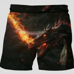 Sale OUKU Men's Dragon Swim Trunks Swim Shorts Board Shorts Mid Waist Vacation Hawaiian Holiday Vacation Holiday Beach Drawstring with Mesh lining Elastic Waist Designer Clothing Apparel