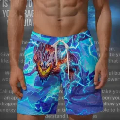 New OUKU Men's Dragon Swim Trunks Swim Shorts Board Shorts Mid Waist Vacation Hawaiian Holiday Vacation Holiday Beach Drawstring with Mesh lining Elastic Waist Designer Clothing Apparel