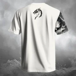 Best OUKU Men's Dragon T Shirt Short Sleeve T shirt 3D Print Crew Neck Shirt Designer Gothic Party Street Casual Summer Spring Clothing Apparel S M L XL XXL XXXL White