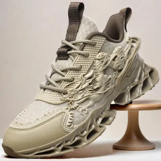 Outlet OUKU Men's Dragon-Themed Lightweight Athletic Sneakers – Unique Sculpted Sole Design, Breathable and Comfortable Running Shoes for Sports and Street Style
