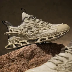 Outlet OUKU Men's Dragon-Themed Lightweight Athletic Sneakers – Unique Sculpted Sole Design, Breathable and Comfortable Running Shoes for Sports and Street Style