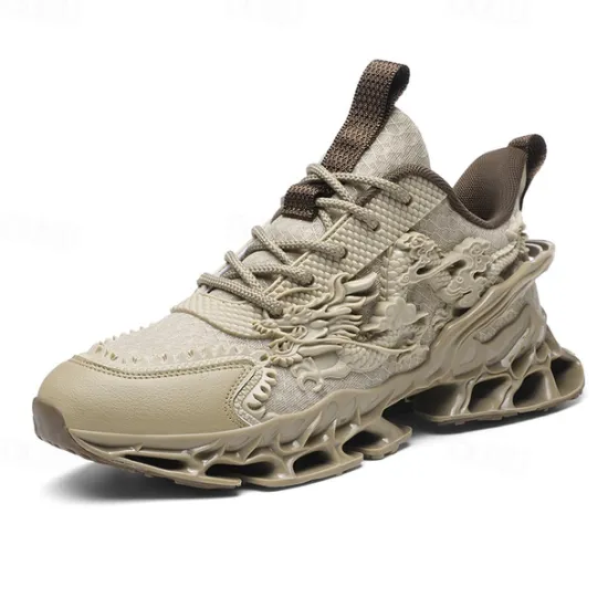 Outlet OUKU Men's Dragon-Themed Lightweight Athletic Sneakers – Unique Sculpted Sole Design, Breathable and Comfortable Running Shoes for Sports and Street Style