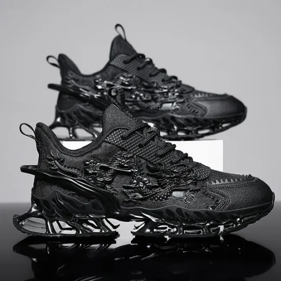 Outlet OUKU Men's Dragon-Themed Lightweight Athletic Sneakers – Unique Sculpted Sole Design, Breathable and Comfortable Running Shoes for Sports and Street Style