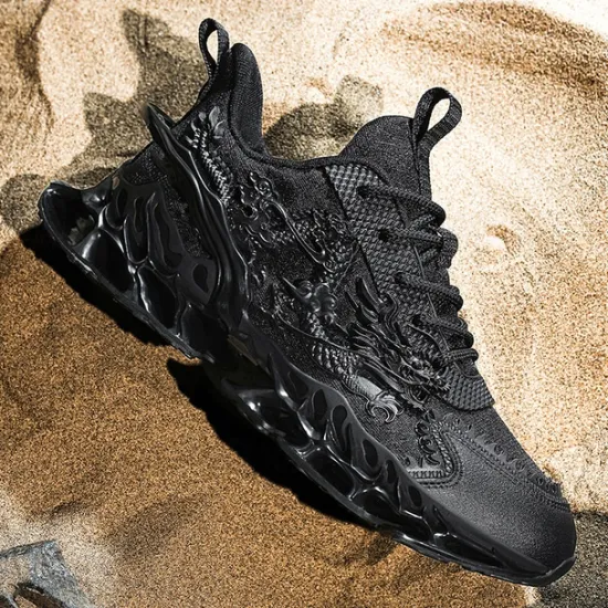 Outlet OUKU Men's Dragon-Themed Lightweight Athletic Sneakers – Unique Sculpted Sole Design, Breathable and Comfortable Running Shoes for Sports and Street Style