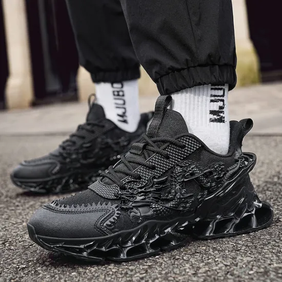 Outlet OUKU Men's Dragon-Themed Lightweight Athletic Sneakers – Unique Sculpted Sole Design, Breathable and Comfortable Running Shoes for Sports and Street Style