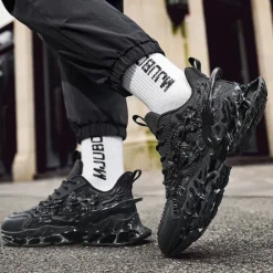 Outlet OUKU Men's Dragon-Themed Lightweight Athletic Sneakers – Unique Sculpted Sole Design, Breathable and Comfortable Running Shoes for Sports and Street Style