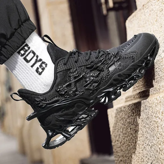 Outlet OUKU Men's Dragon-Themed Lightweight Athletic Sneakers – Unique Sculpted Sole Design, Breathable and Comfortable Running Shoes for Sports and Street Style