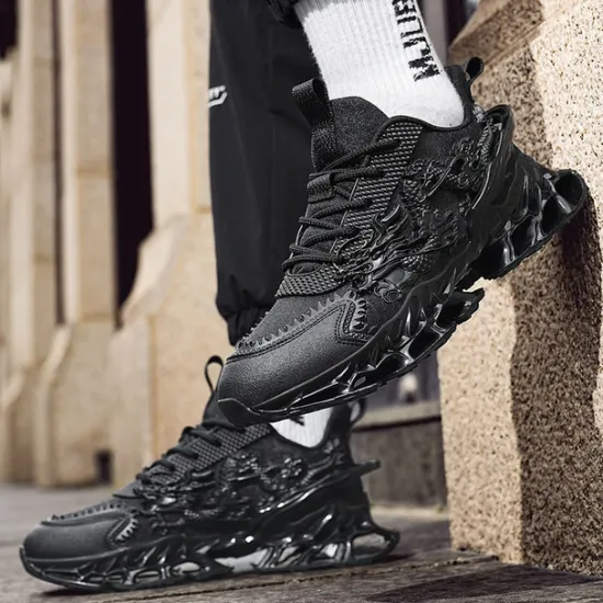 Outlet OUKU Men's Dragon-Themed Lightweight Athletic Sneakers – Unique Sculpted Sole Design, Breathable and Comfortable Running Shoes for Sports and Street Style
