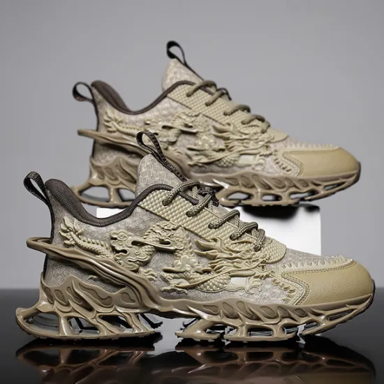 Outlet OUKU Men's Dragon-Themed Lightweight Athletic Sneakers – Unique Sculpted Sole Design, Breathable and Comfortable Running Shoes for Sports and Street Style