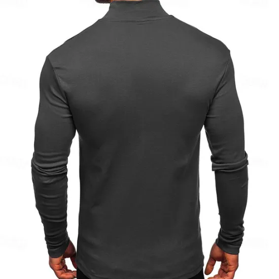 Outlet OUKU Men's Dralon Mock Turtleneck T shirt Tee Turtleneck shirt Tee Top Long Sleeve Shirt Plain Turtleneck Street Vacation Long Sleeve Soft Clothing Apparel Fashion Designer Basic