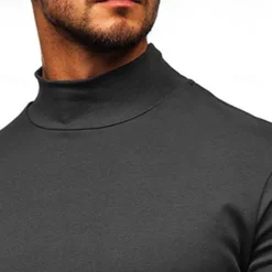 Outlet OUKU Men's Dralon Mock Turtleneck T shirt Tee Turtleneck shirt Tee Top Long Sleeve Shirt Plain Turtleneck Street Vacation Long Sleeve Soft Clothing Apparel Fashion Designer Basic