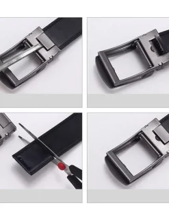 Sale OUKU Men's Dress Belt Leather Belt Ratchet Belt Black Brown Cowhide Alloy Fashion Plain Daily Wear Going out Weekend