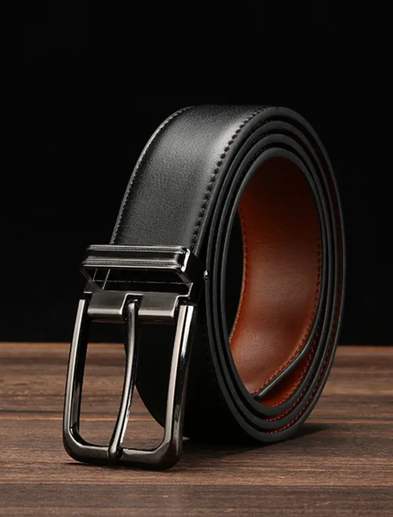 Online OUKU Men's Dress Belt Leather Belt Ratchet Belt Casual Belt Black 1# Black 2# Cowhide Stylish Casual Gentleman Plain Daily Wear Going out Weekend