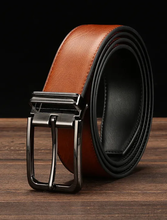Online OUKU Men's Dress Belt Leather Belt Ratchet Belt Casual Belt Black 1# Black 2# Cowhide Stylish Casual Gentleman Plain Daily Wear Going out Weekend