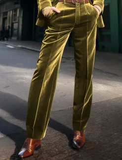 Outlet OUKU Men's Dress Pants Bell Bottom Trousers Suit Pants Velvet Pants Front Pocket Straight Leg Plain Comfort Business Daily Holiday Fashion Chic & Modern Black Brown