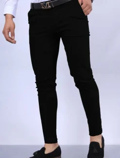 OUKU Men's Dress Pants Chinos Chino Pants Pocket Plain Comfort Business Daily Classic Style Black White Micro-elastic