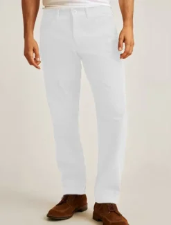 Outlet OUKU Men's Dress Pants Corduroy Pants Trousers Suit Pants Pocket Plain Comfort Soft Full Length Outdoor Business Daily Fashion Streetwear ArmyGreen White