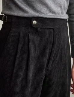 Best OUKU Men's Dress Pants Corduroy Pants Trousers Pleated Pants Gurkha Pants Pocket Plain Comfort Soft Full Length Party Business Daily Fashion Streetwear Black Green
