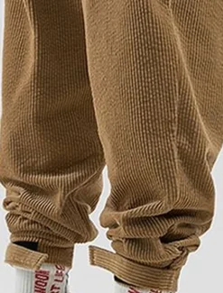 Online OUKU Men's Dress Pants Corduroy Pants Trousers Pleated Pants Suit Pants Front Pocket Straight Leg Plain Comfort Business Daily Holiday Fashion Chic & Modern Black Gray