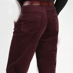 OUKU Men's Dress Pants Corduroy Pants Winter Pants Trousers Pocket Plain Warm Breathable Full Length Wedding Business Casual Casual Trousers Black Brown Micro-elastic Khaki