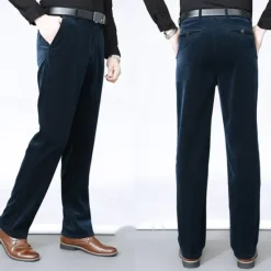Best OUKU Men's Dress Pants Corduroy Pants Trousers Chinos Buttons Pocket Plain Comfort Wearable Formal Party Work Fashion Classic Style Black Wine Micro-elastic