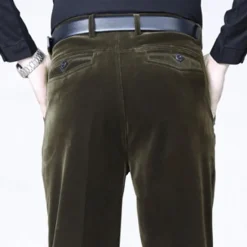 Best OUKU Men's Dress Pants Corduroy Pants Trousers Chinos Buttons Pocket Plain Comfort Wearable Formal Party Work Fashion Classic Style Black Wine Micro-elastic