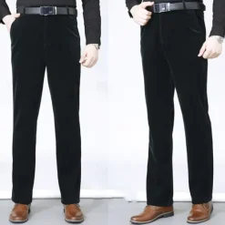 Best OUKU Men's Dress Pants Corduroy Pants Trousers Chinos Buttons Pocket Plain Comfort Wearable Formal Party Work Fashion Classic Style Black Wine Micro-elastic