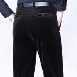 Best OUKU Men's Dress Pants Corduroy Pants Trousers Chinos Buttons Pocket Plain Comfort Wearable Formal Party Work Fashion Classic Style Black Wine Micro-elastic