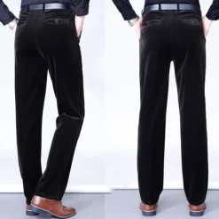 Best OUKU Men's Dress Pants Corduroy Pants Trousers Chinos Buttons Pocket Plain Comfort Wearable Formal Party Work Fashion Classic Style Black Wine Micro-elastic