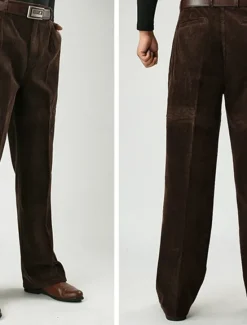 Sale OUKU Men's Dress Pants Corduroy Pants Trousers Straight Leg Plain Comfort Daily Classic Style Dark Khaki Black Micro-elastic
