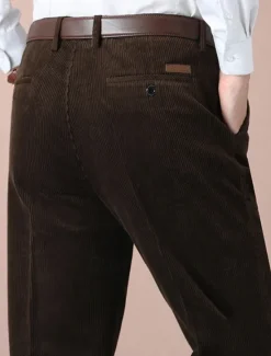 New OUKU Men's Dress Pants Corduroy Pants Trousers Chinos Buttons Pocket Straight Leg Plain Comfort Formal Party Work Fashion Classic Style Dark Khaki Light Khaki Micro-elastic