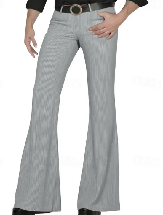 Clearance OUKU Men's Dress Pants Corduroy Pants Flared Pants Trousers Chinos Pocket Buttons Plain Comfort Formal Party Work Fashion Classic Style Black White Micro-elastic