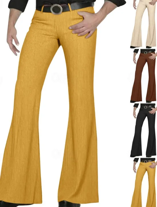 Clearance OUKU Men's Dress Pants Corduroy Pants Flared Pants Trousers Chinos Pocket Buttons Plain Comfort Formal Party Work Fashion Classic Style Black White Micro-elastic