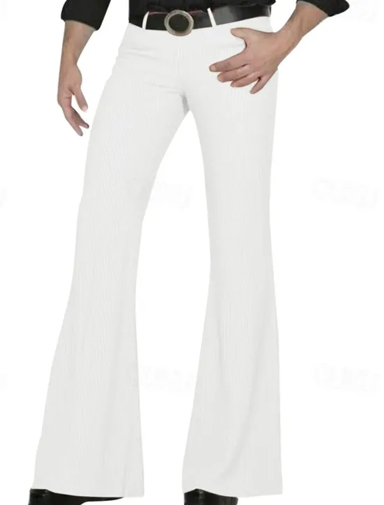 Clearance OUKU Men's Dress Pants Corduroy Pants Flared Pants Trousers Chinos Pocket Buttons Plain Comfort Formal Party Work Fashion Classic Style Black White Micro-elastic
