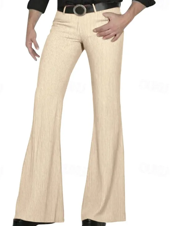 Clearance OUKU Men's Dress Pants Corduroy Pants Flared Pants Trousers Chinos Pocket Buttons Plain Comfort Formal Party Work Fashion Classic Style Black White Micro-elastic