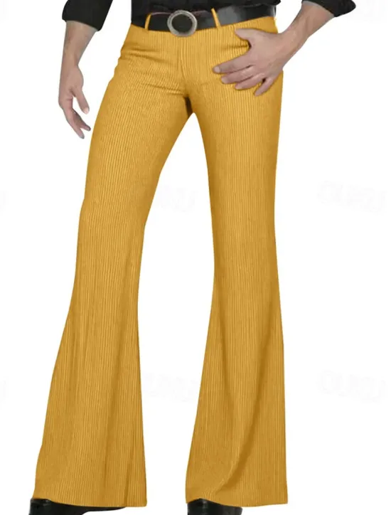 Clearance OUKU Men's Dress Pants Corduroy Pants Flared Pants Trousers Chinos Pocket Buttons Plain Comfort Formal Party Work Fashion Classic Style Black White Micro-elastic