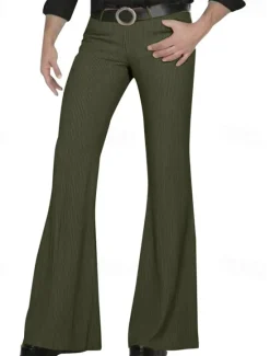 Clearance OUKU Men's Dress Pants Corduroy Pants Flared Pants Trousers Chinos Pocket Buttons Plain Comfort Formal Party Work Fashion Classic Style Black White Micro-elastic
