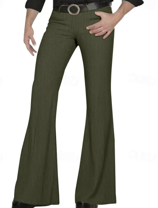 Clearance OUKU Men's Dress Pants Corduroy Pants Flared Pants Trousers Chinos Pocket Buttons Plain Comfort Formal Party Work Fashion Classic Style Black White Micro-elastic