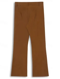 Clearance OUKU Men's Dress Pants Flared Pants Bell Bottom Trousers Suit Pants Pocket Plain Comfort Breathable Full Length Outdoor Daily Going out Fashion Casual Black White Micro-elastic
