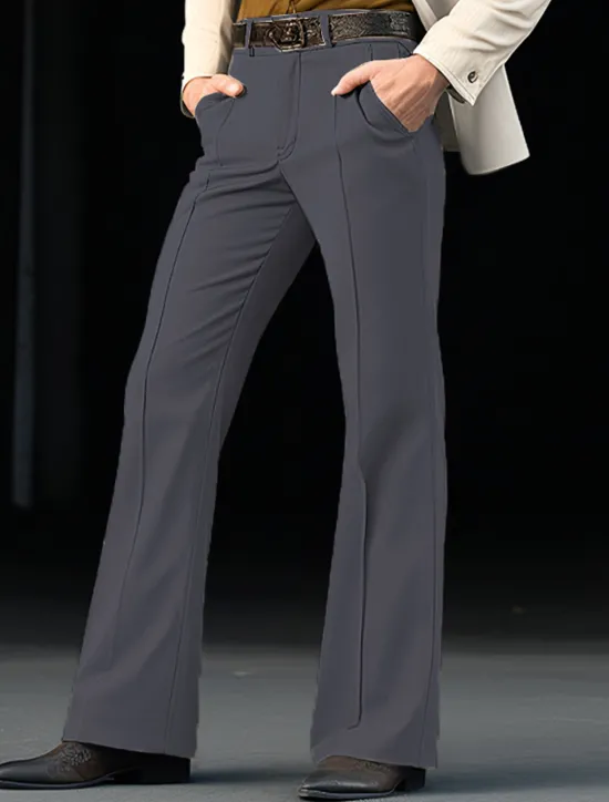 New OUKU Men's Dress Pants Flared Pants Bell Bottom Trousers Pocket Plain Comfort Breathable Wedding Outdoor Daily Fashion Casual Black White