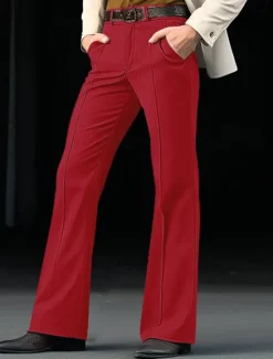 New OUKU Men's Dress Pants Flared Pants Bell Bottom Trousers Pocket Plain Comfort Breathable Wedding Outdoor Daily Fashion Casual Black White