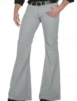 Outlet OUKU Men's Dress Pants Flared Pants Bell Bottom Trousers Suit Pants Pocket Plain Comfort Soft Full Length Wedding Party Business Fashion Streetwear Black White