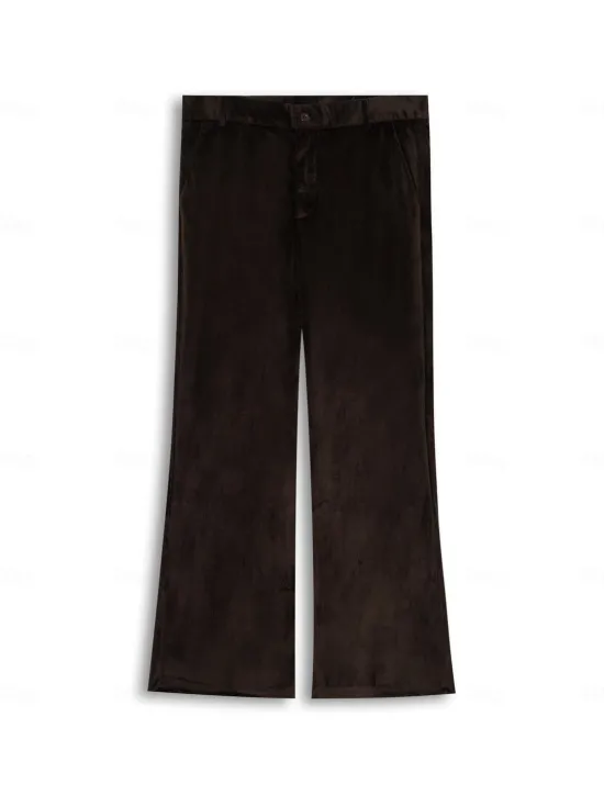 Clearance OUKU Men's Dress Pants Flared Pants Bell Bottom Trousers Suit Pants Front Pocket Plain Comfort Business Daily Holiday Fashion Chic & Modern Yellow Brown